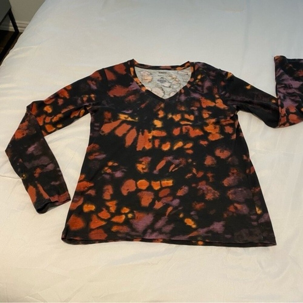 Sonoma Black Purple V Neck L Sleeve Lightweight Pullover Blouse Top Size XS